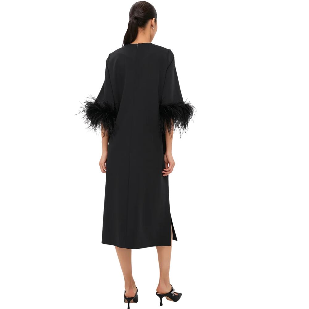 Tuckernuck Black Feather Jamie Dress Ostrich Feather Cuffs Size S - Picture 10 of 16